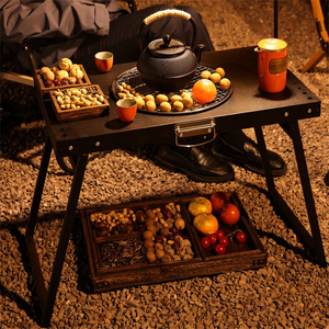 Nướng thịt nướng nhà sưởi ấm ngoài trời Thịt Nướng Giá Bếp Cắm Trại bếp trà làm gấp bàn sân than nướng - Product Image 4