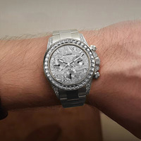 Reloj de Pulsera de Lujo con Cronógrafo de Diamantes Personalizado OEM, Relojes Mecánicos Automáticos para Hombre, Reloj de Negocios Clásico Multifuncional con Caja Plateada