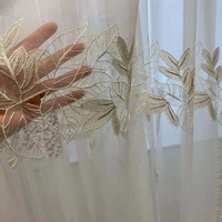 Rideaux occultants prêts à poser de haute qualité, luxueux, en jacquard à feuilles dorées et bleues, avec œillets