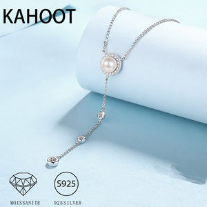 S925 כסף 0.5ct moissanite פנינה מים מתוקים פנינה שרשרת תליון יוקרה בסגנון קוריאני עיצוב פשוט עבור ללבוש מסיבה הכי טוב - Product Image 2