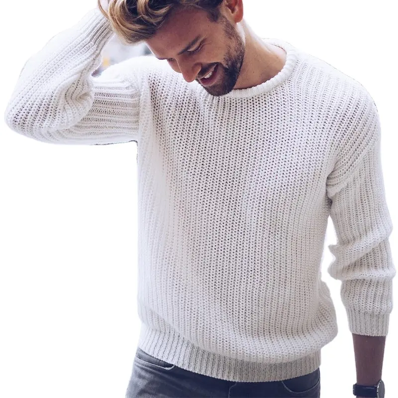 Осенняя мужская мода, новый дизайн, повседневный Однотонный свитер с длинными рукавами, тонкий вязаный свитер, 2020