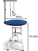Table de toilettage pour animaux de compagnie, ronde et rotative, avec bras réglable et 3 boucles, table de coupe de poils hydraulique