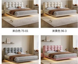 Cama Doble Estilo Princesa con Acolchado Suave y Efecto Burbuja, Tapizada en Tela de Lana de Cordero, Popular - Product Image 6