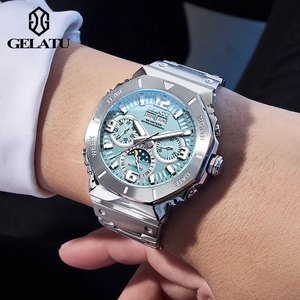 Montre mécanique GELATU 6030 pour homme, cadran multifonctionnel, design angulaire, fonction éclairage nocturne, étanche 50m - Product Image 3