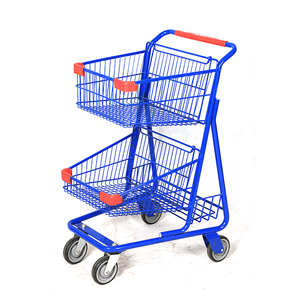 รถเข็นช็อปปิ้งสองชั้น Highbright ประหยัดพื้นที่ สำหรับซูเปอร์มาร์เก็ตและร้านขายของชำ - Product Image 2