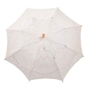 Модный свадебный зонт для невесты, белый, с кружевной вышивкой, бамбуковый, ручной работы, с кружевными украшениями, цвета слоновой кости - Product Image 4
