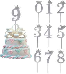 Adorno <span class=keywords><strong>de</strong></span> Pastel <span class=keywords><strong>de</strong></span> Corona <span class=keywords><strong>de</strong></span> Acrílico Dorado y Plateado con Purpurina <span class=keywords><strong>2021</strong></span> con Números del 0 al 9, Adorno <span class=keywords><strong>de</strong></span> Pastel <span class=keywords><strong>de</strong></span> Cumpleaños para Graduación - Product Image 4