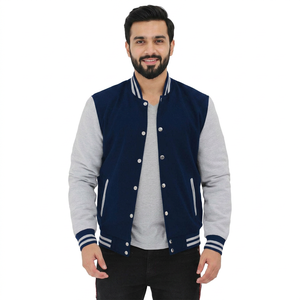 Winter Bulk Customizable Streetwear Chenille Cotton University <b>Mens</b> Varsity <b>Jackets</b> Black and <b>White</b> Varsity <b>Jackets</b> - Product Image 1