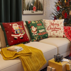 Ensemble de coussins de Noël style nordique avec logo personnalisé, ambiance festive, coussin moelleux pour chevet, décoration pour salon et canapé - Product Image 1