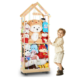 Stoccaggio di animali imbalsamati Zoo di stoccaggio di legno organizzatore di giocattoli ruote girevoli per tutti i tipi di animali imbalsamati porta gabbia colorata - Product Image 1