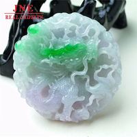Pendentif en jade sculpté en forme de dragon du zodiaque chinois, type A, vert glaçon flottant, marque Dragon du Zodiaque, pendentif émeraude 51.85