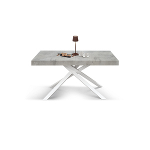 Extendable <b>Table</b> Cement Gray Melamine <b>Top</b> Iron Base 160x90 Internal Use - Product Image 2