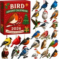 Calendrier des Arrivées des Oiseaux 2026 : Coffret Cadeau de Compte à Rebours de Noël avec 24 Petites Ornements d'Oiseaux