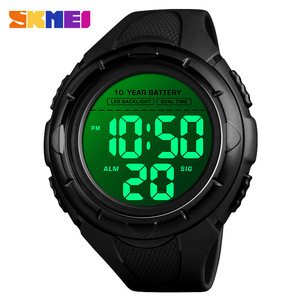 Skmei Digital Watch Men Black Military Green 3Bar Water Resistant <b>Led</b> <b>Backlight</b> Dual Time Alarm Sports Watch - Product Image 1
