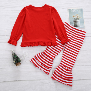 Christmas Kids Clothes Santa Baby Sets Girls Casual Suit With <b>Bell</b> Bottom Pants of China - Product Image 2