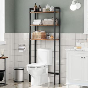 Étagère de rangement rustique <span class=keywords><strong>en</strong></span> <span class=keywords><strong>bois</strong></span> à 3 niveaux <span class=keywords><strong>pour</strong></span> salle de bain, robuste et autoportante, à placer au-dessus des toilettes - Product Image 3
