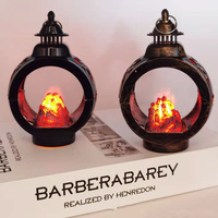 Décoration veilleuse ronde feu de joie vent lampe atmosphère article décoratif LED petite lampe à vent