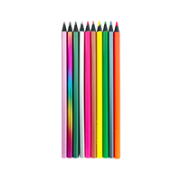 Crayons de couleur en bois noir, 10 pièces, crayons de couleur métalliques à mine solide, design de dessin animé pour enfants, fournitures scolaires, papeterie de dessin