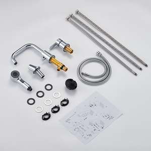 Modern Design <b>Deck</b> Mounted 3 Hole Ceramic Bathtub Sink Faucet Pull Spray Hot/Cold Mixer Tap <b>for</b> Bathroom Basin Pet Cleaning - Product Image 5