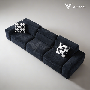 Canapé sectionnel moderne en tissu chenille lavable, trois places, assise confortable et douillette, qualité supérieure, rembourrage, salon de villa - Product Image 5