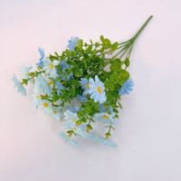 Bouquet de marguerites artificielles blanches, feuilles d'eucalyptus, fleurs commémoratives pour tombes, bouquet de marguerites en soie, décoration de maison