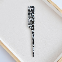 Peine para el cabello de acetato con efecto mármol vintage, con punta, minimalista, de 19 cm, herramienta de peinado para flequillo y cuidado diario del cabello