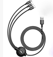 Kabel USB Tuti 3A 1.2m 3 in 1 Kabel Pengisian Cepat Nylon Barid USB a ke Type-C, Kabel Micro USB sebagai Hadiah Kabel Pengisian untuk Ponsel