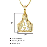 Kalung Liontin Huruf Awal 26 Model HipHop dengan Lapisan Emas PVD 18K, Rantai Logam yang Dapat Disesuaikan, Simbol Kristen, Liontin Alfabet Kustom untuk Pria