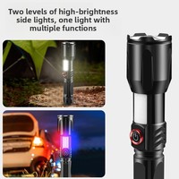 Nouvelle Lampe Torche LED Laser Blanche Transfrontalière 21700 Rechargeable USB Type-C pour Camping, Zoom Télescopique, Haute Luminosité, Portée 500m+, en Aluminium