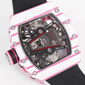 Montre automatique de luxe pour homme, boîtier blanc dégradé rose, mouvement mécanique creux, montre-bracelet sport style RM, bracelet en nylon - Product Image 4