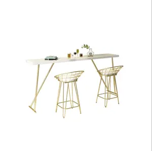 Sederhana dan Modern Meja Bar Rumah Tangga Kayu Solid Bar Marmer Meja dan Kursi dengan Tinggi Kaki dan Sempit Yang Panjang