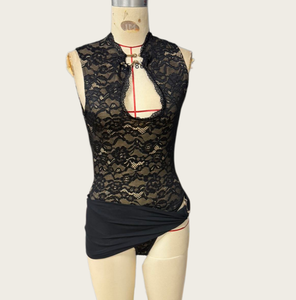 Viviblook Z905DS02 Nouvelles robes élégantes et sexy pour femmes, dentelle ajourée, coupe ajustée, sans manches, mini robe moulante - Product Image 2