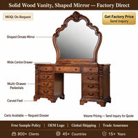 Coiffeuse en bois massif avec miroir arqué pour chambre à coucher