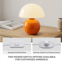 Lampe de chevet rétro style Space Age, sans fil, rechargeable, lampe de nuit, lampe de table en céramique en forme de champignon, style mid-century modern funky