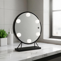 Single-Sided Metal Smart Desktop Magnifying Makeup Mirror LED Display Screen 3 Color Dimmable Lights USB Rechargeable