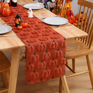 Halloween 3D Quilted Embroidered Pumpkin Table <strong>Runner</strong> 100% Polyester <strong>Washable</strong> &amp; Durable for Party and Home Decor - Product Image 1