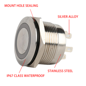 High Head Flat Head Momentary RGB Tri-<strong>Color</strong> <strong>Illuminated</strong> Light Metal <strong>Push</strong> <strong>Button</strong> <strong>Switch</strong> IP67 Waterproof Stainless Steel <strong>Switch</strong> - Product Image 2
