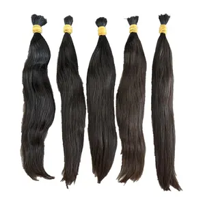 300Grams Natural Human Braiding Hair Bulk No Weft Unprocessed Dark Brown Color Raw Human Hair Bulk For Braiding