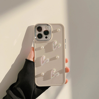 Coque de téléphone en silicone souple TPU personnalisée avec motif cœur perlé 3D dessin animé pour iPhone 16 Pro Max 17 Pro Max 13 14 15 16 Plus