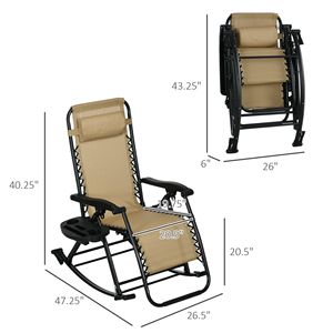 Silla Reclinable Plegable Ligera de Gravedad Cero con Almohada y Portavasos para Uso en Jardín y Exteriores - Product Image 4
