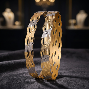 Bracelets CNC bicolores plaqués or en gros, Bijoux de mode, Bracelets CNC traditionnels, Cuivre et laiton plaqué or bicolore - Product Image 3