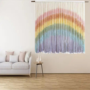 <span class=keywords><strong>Tapiz</strong></span> de Arte de pared de algodón Natural tejido a mano colorido de macramé arcoíris de tinte grande para cumpleaños y guardería - Product Image 4