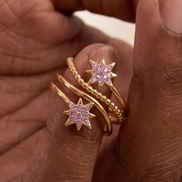 Bague en Acier Inoxydable Polaris Star CZ, Ajustable, pour Usage Quotidien, Ornements Polyvalents, Assortie aux Bagues en Acier Titane