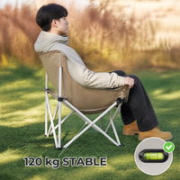 YYD OVERLAND Chaise de camping pliante portable Moon Chair 600D Oxford avec cadre en acier, siège large 120 kg et sac de transport