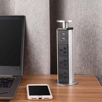 Prise de courant escamotable AU avec 3 prises et 2 ports USB pour table/bureau de cuisine / Prise électrique escamotable de 60 mm