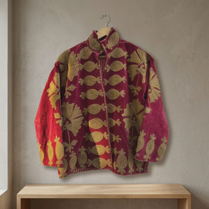 Blouson Bomber en Velours Suzani à Motifs Floraux, Réversible, Brodé à la Main, Style Bohème Vintage, Manteau Court Tendance Automne/Hiver en Coton - Product Image 3