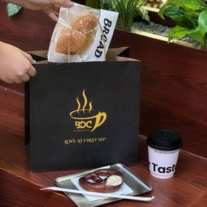 Bolsa de Papel Kraft Personalizada con Logotipo, Ecológica, Reciclable, para Comida para Llevar, Café, Té, Entrega de Alimentos, con Asa - Product Image 5