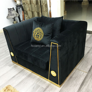 2025 Sang Trọng 3 + 2 + 1 Chỗ Ngồi Vàng Kim Loại Chân Nhung Vải Sofa Thiết Kế Hiện Đại Tufted Đồ Nội Thất Phòng Khách Phân Đoạn Hiện Đại - Product Image 4