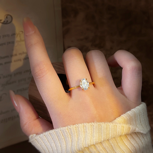<span class=keywords><strong>Argento</strong></span> <span class=keywords><strong>925</strong></span> <span class=keywords><strong>e</strong></span> oro giallo gioielli VVS Moissanite eternit anello di nozze taglio ovale Bling VVS Moissanite anelli da donna - Product Image 6