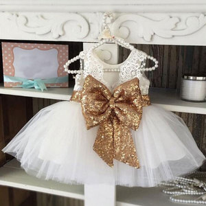 Ivy10090A Vestido de Fiesta para Niñas con Lazo Grande, Vestido de Cumpleaños para Bebés, Vestidos Elegantes con Encaje - Product Image 1